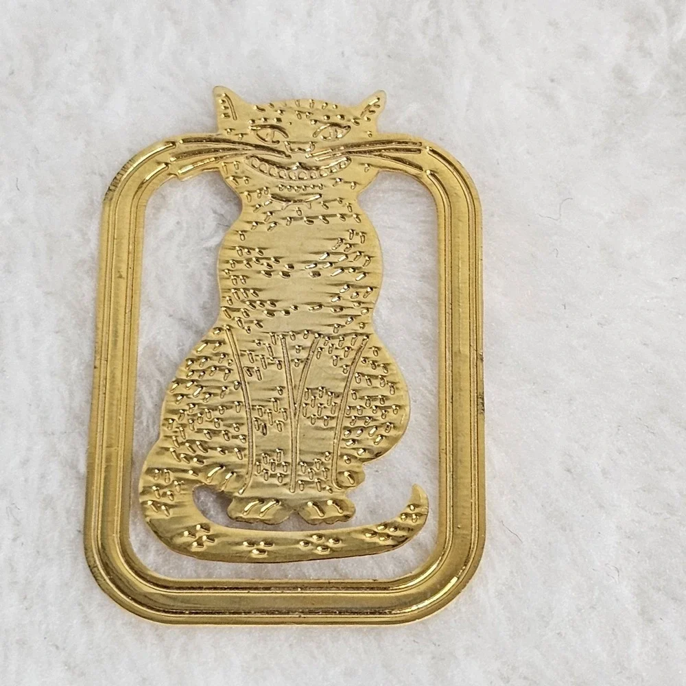 Gold Tone Cat Money Clip Book Mark